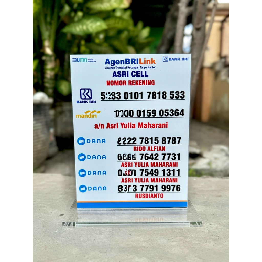 

BISA CUSTOM REKENING DLL AKRILIK MEJA UKURAN 15x20CM BAHAN AKRILIK TEBAL