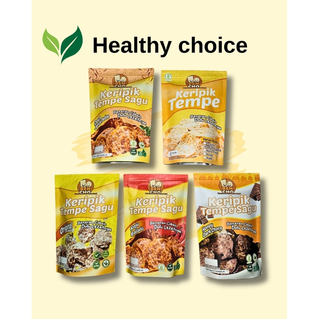 

Ben Cho Keripik Tempe Cemilan sehat, Renyah, tanpa MSG 90gr dengan 5 varian