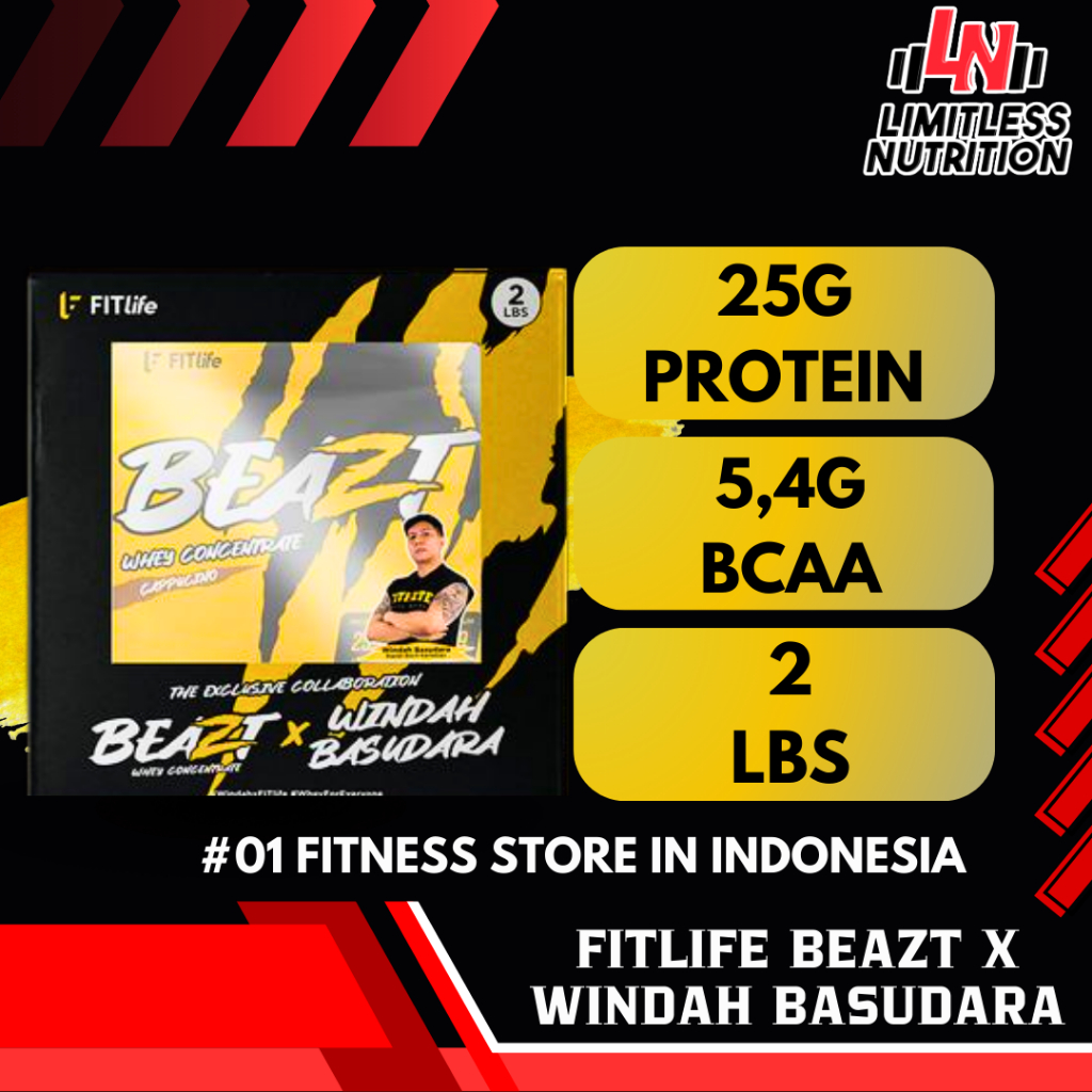 

Fitlife BEAZT Whey protein 2lbs Whey Protein 2 lbs Special Edition - Cappucino Susu Protein 900g Halal BPOM