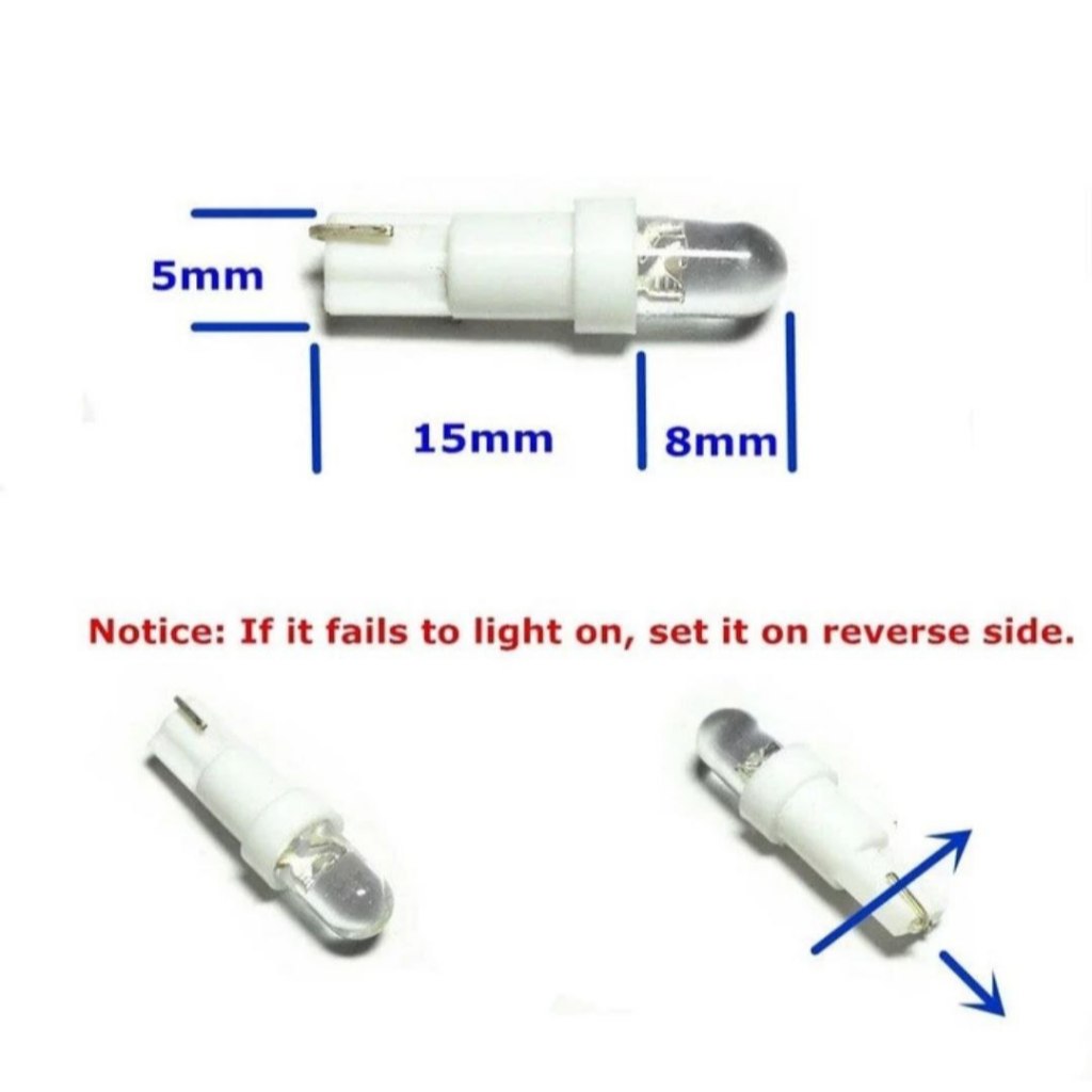 Led T5 speedometer mobil motor warna warni satuan/ 1 pcs - Ungu
