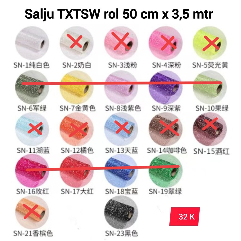 

Wrapping Flower Mesh Snowy / kain jaring / Tile Salju rol 4 yard/ 3,5 mtr