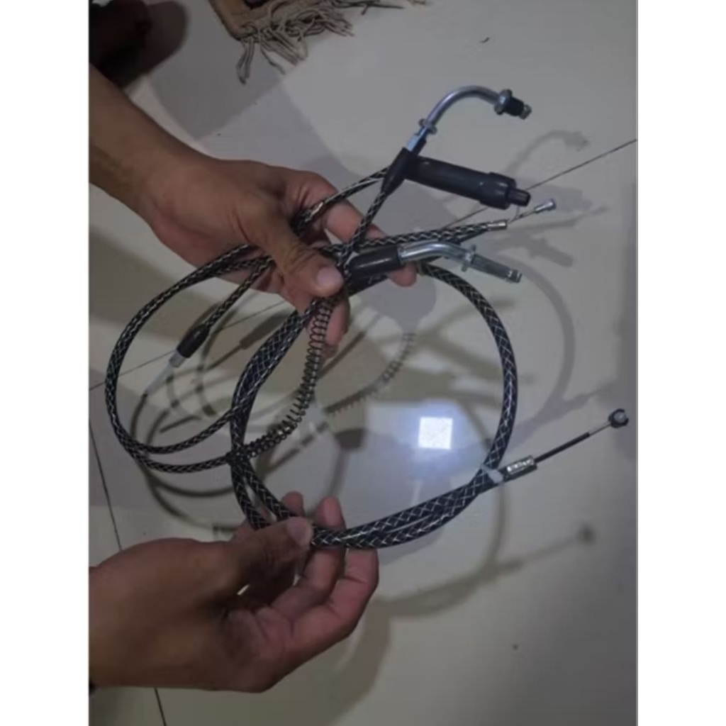PAKET KABEL GAS 2 CABANG DAN KABEL KOPLING KARBON RX KING kabel gas karbon 2 cabang kabel kopling se