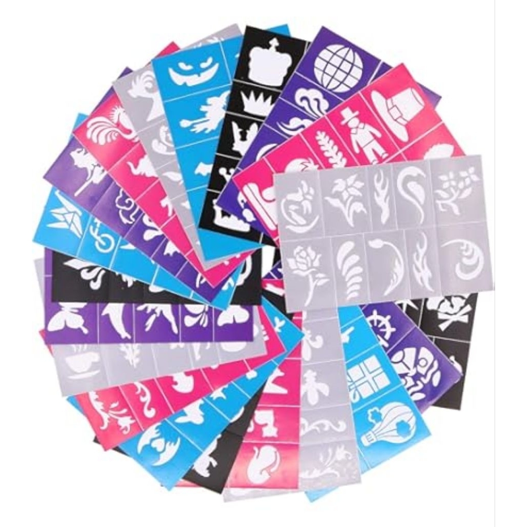 

Set Template stiker Body and face Painting Stiker Face Painting 32 Template Body Painting Lukis Reusable Face Painting Stencils