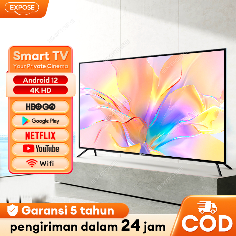 TV android 17 inch Netflix Smart TV Murah 17 Inch EXPOSE 4K UHD Television Smart TV Dolby Vision