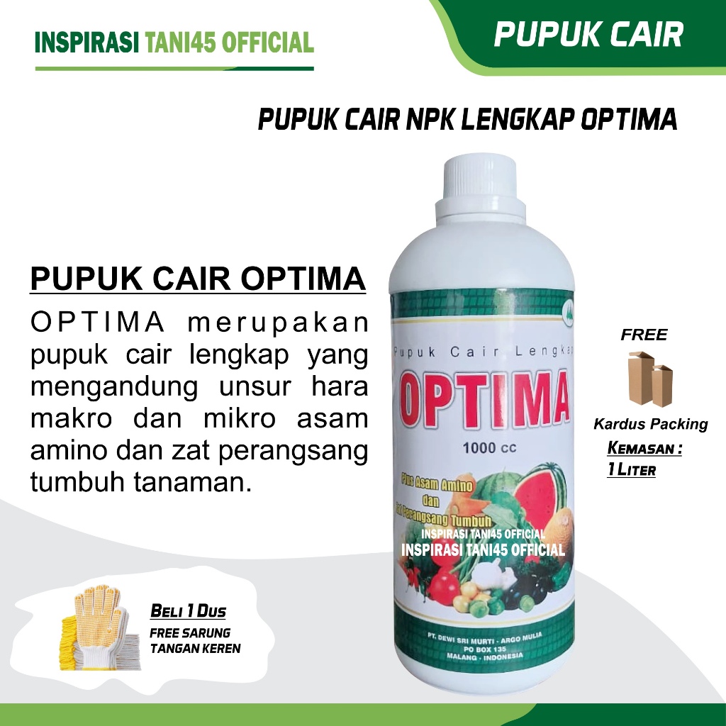 Pupuk Cair Lengkap OPTIMA 1 Liter Pupuk Cair Penyubur Tanaman