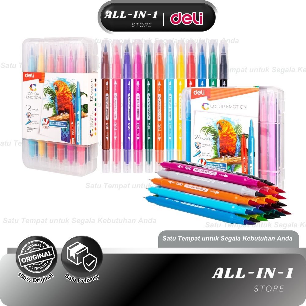 

Deli Felt Pen / Spidol Warna 2 Tip 12/24 Warna Kemasan Kotak EC151-12 EC151-24