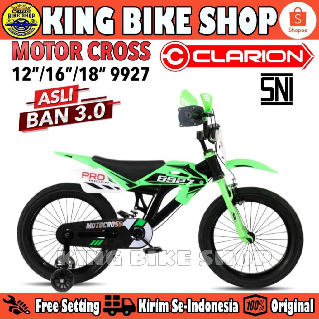 Sepeda Anak Laki BMX CLARION CL 9927 ( ada suspensinya ) TRAIL Ukuran 12 16 18 Inch Model Motor Cros