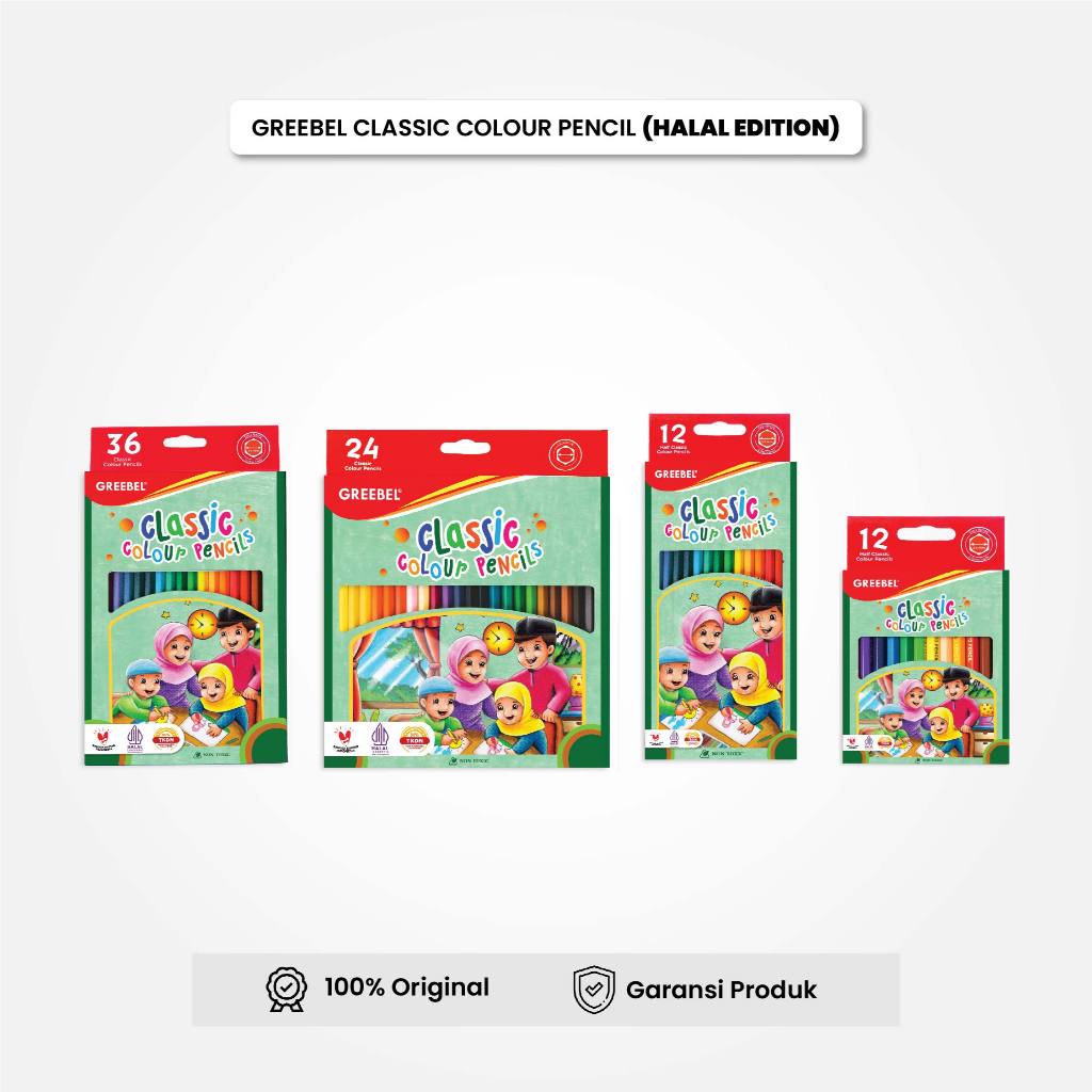 

GREEBEL Pensil Warna Classic Color Pencils Halal Edition 12/24/36 Warna / Pensil Warna Greebel