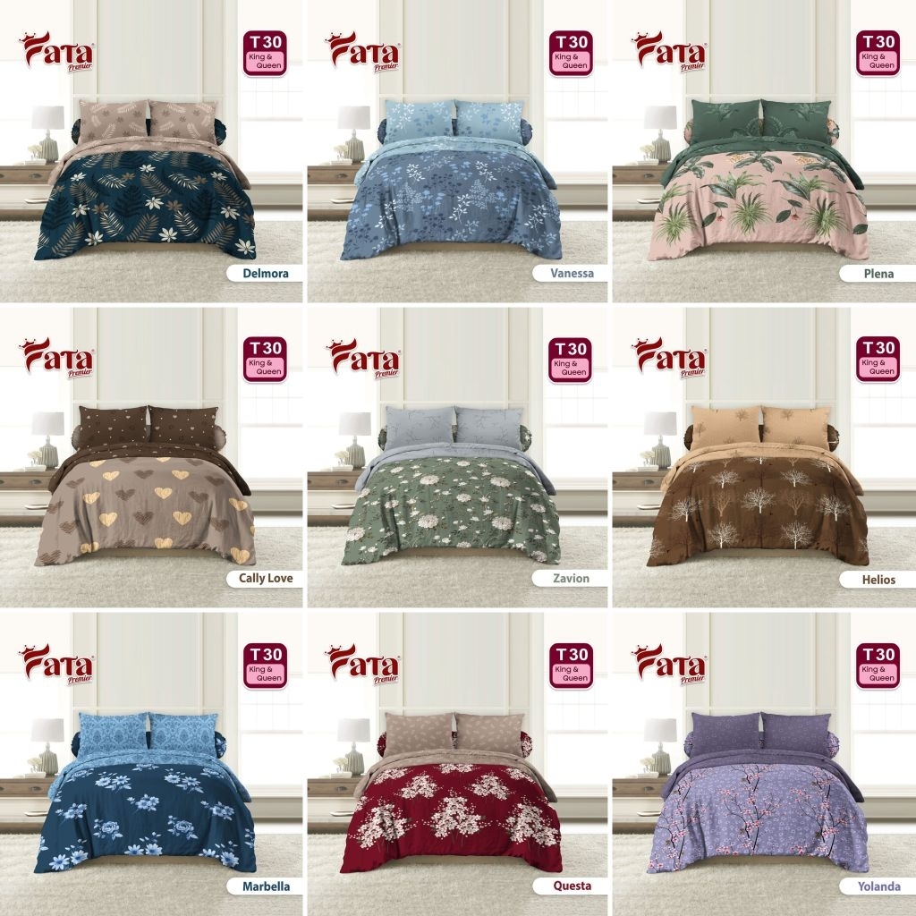 Bed Cover Set Sprei Fata 180x200 Tinggi 30 / Bedcover King 180x200 Fata T30 New Motif