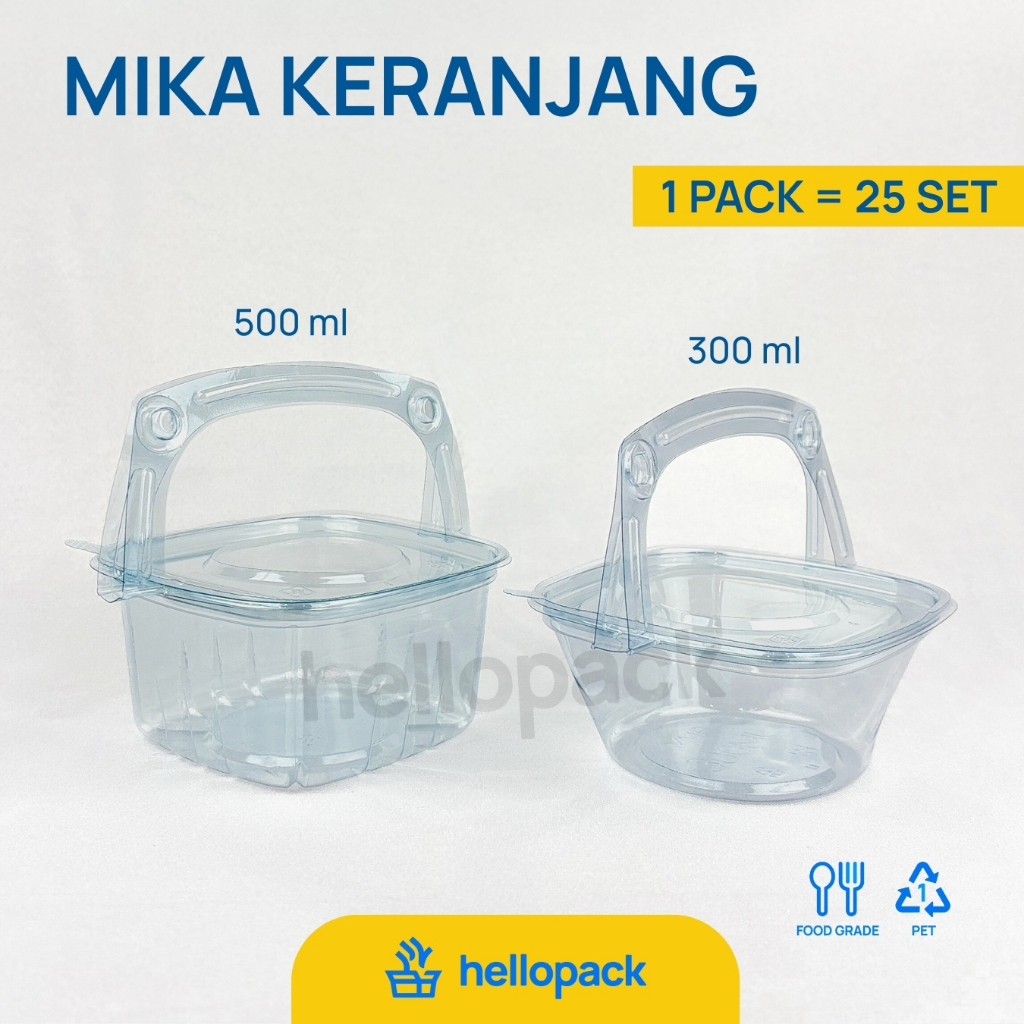 Mika Keranjang 300 / 500 ml Tray Tenteng Pudding / Es Buah / Jelly / Agar / Dessert Box / Nasi