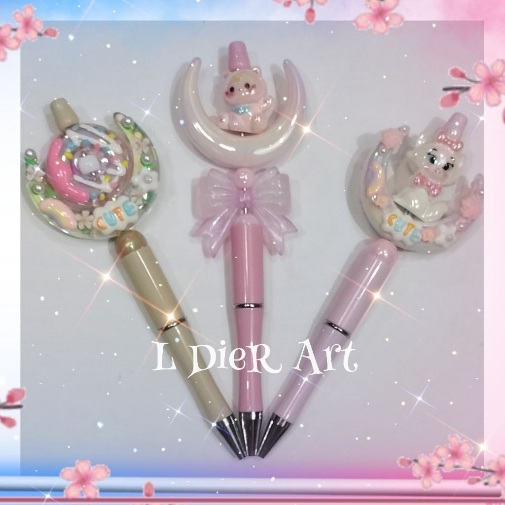 

Pulpen DIY manik hias cantik L DieR Art * seri Mariecat, bulan bulat panting, cat bulan *