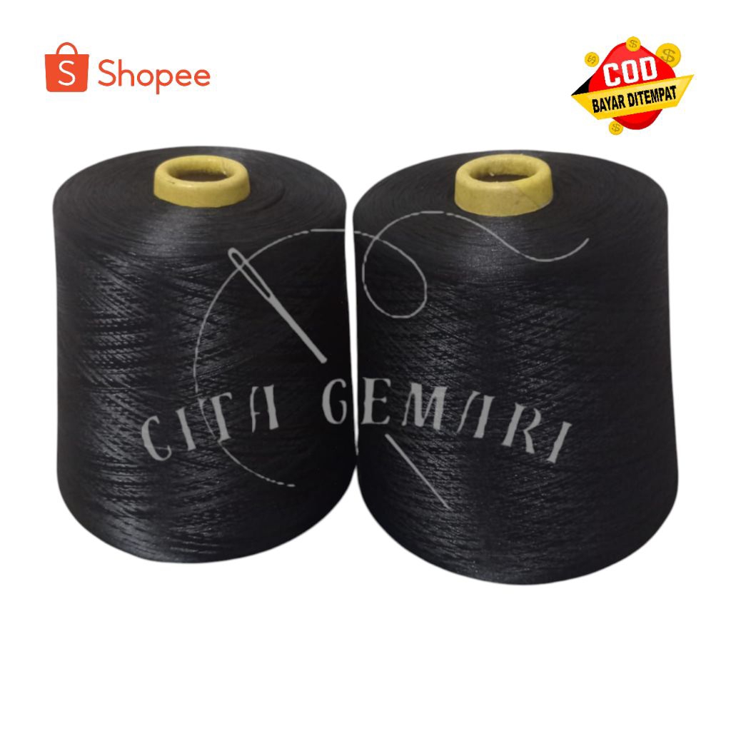 BENANG OBRAS POLYESTER 800GRAM HITAM | BENANG POLYESTER 150/48 | POLYESTER