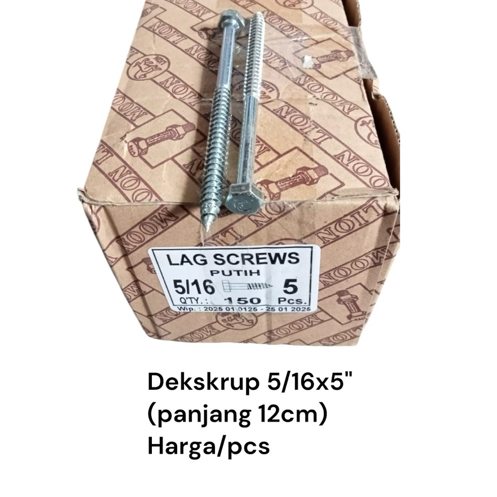 Deks Skrup Moonlion 5/16x5" 12cm / Sekrup Beton / Sekrup breket / Sekrup kayu