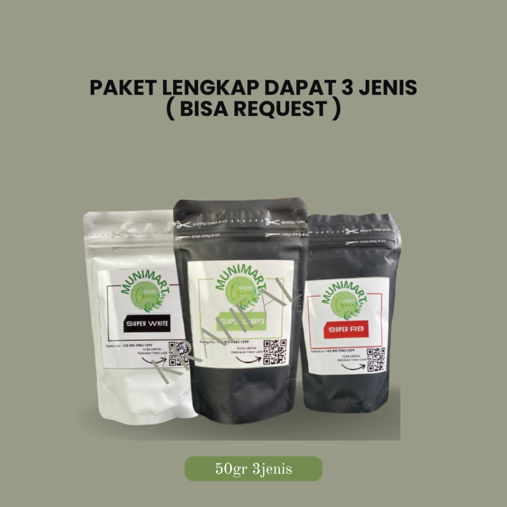 

Paket Hemat 50gr dapat 3jenis bisa request/bubuk alamii powder