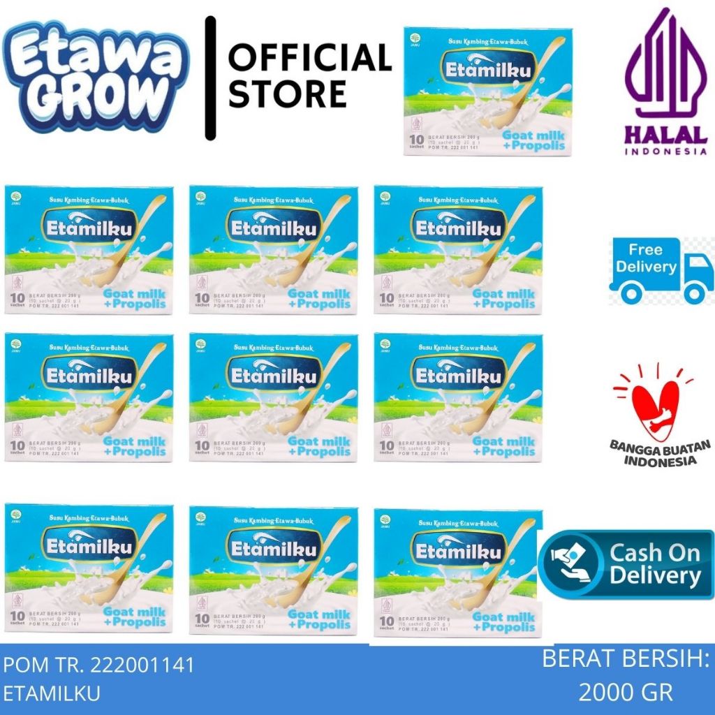 

Paket 10 Box Susu Kambing Etawa Bubuk Etamilku Plus Propolis Asli Original