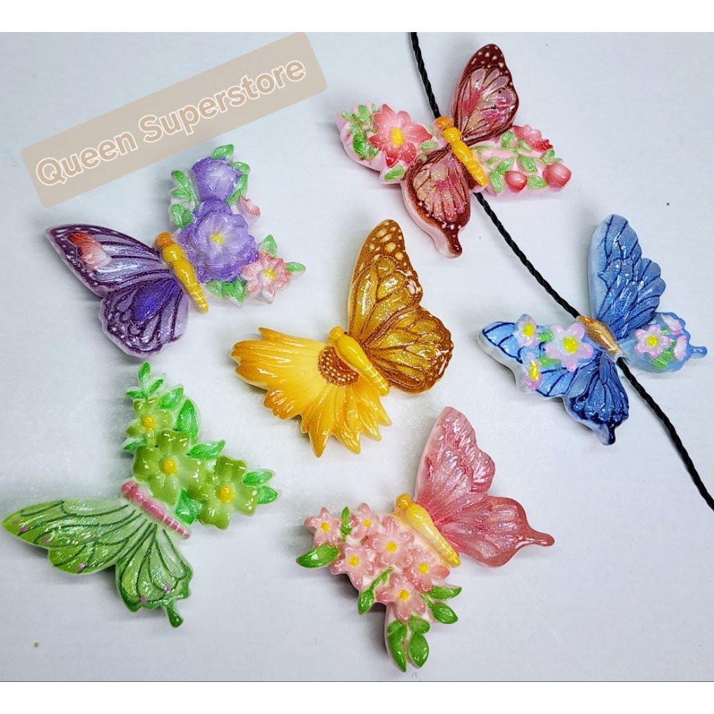 Manik Clay Resin Butterfly Kupu-kupu Lubang Tembus AB
