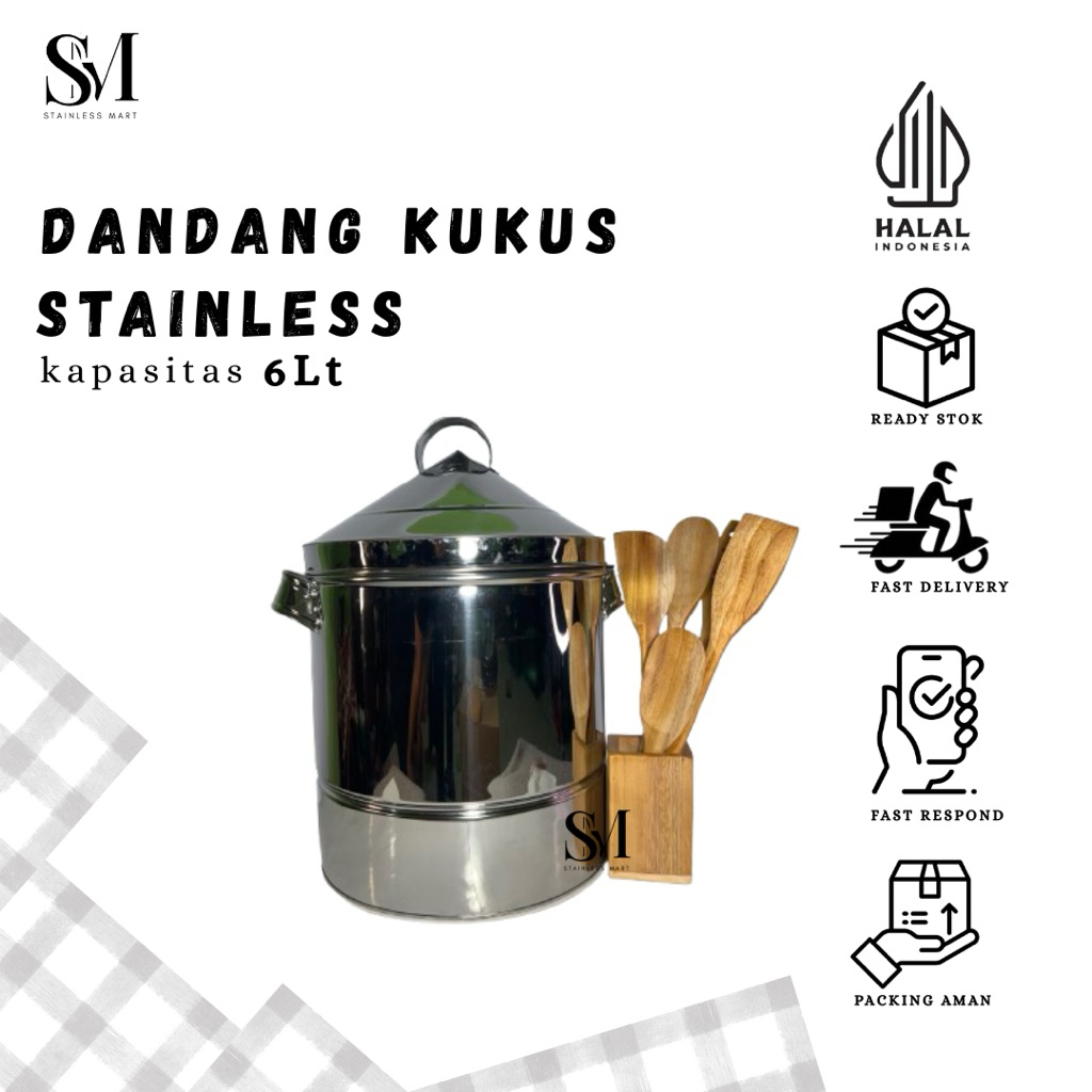 Dandang Stainless Steel/Dandang Murah/Dandang Nasi Tebal/Dandang Nasi 6L/ Dandang Premium