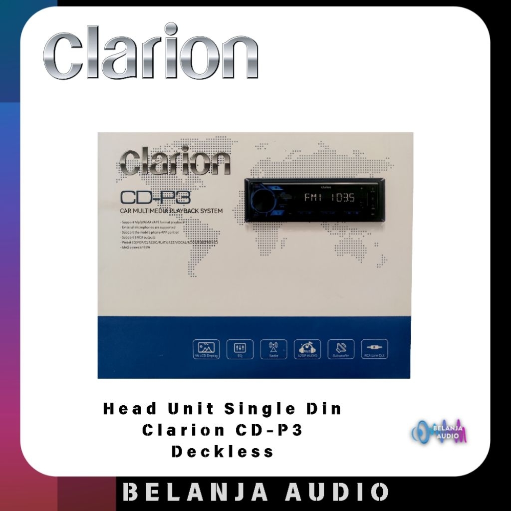 Single Din Deckless Clarion CD-P3 BLUETOOTH