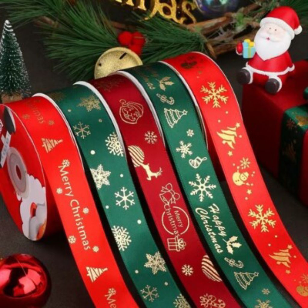 

Pita Kado Dekorasi Natal Motif Christmas Ribbon Gift Hampers