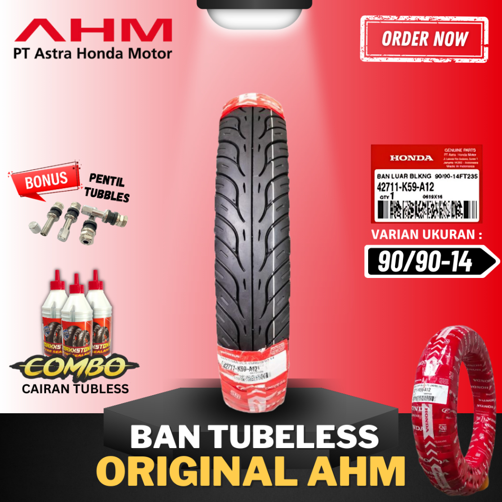 [READY COD] BAN AHM FEDERAL K59 ( 90/90-14 ) 42711-K59-A12  / BAN TUBELESS AHM RING 14 90/90-14 BAN 