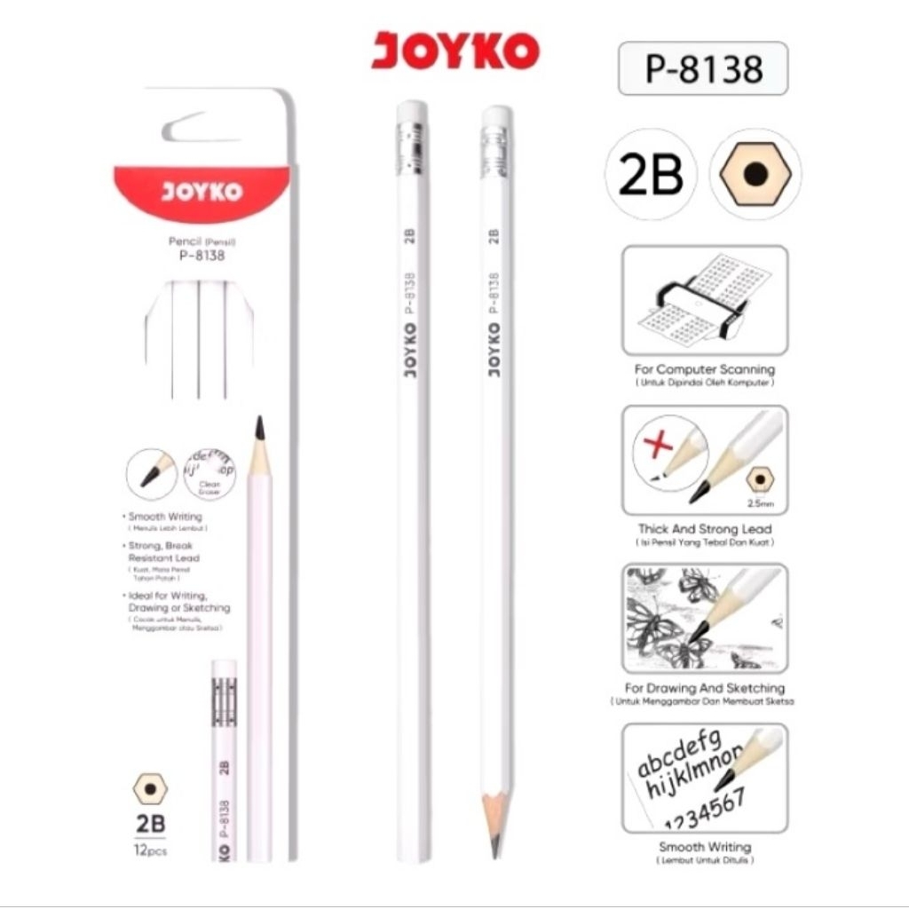 

Pensil Pencil JOYKO P-8138 White Body 1 pak