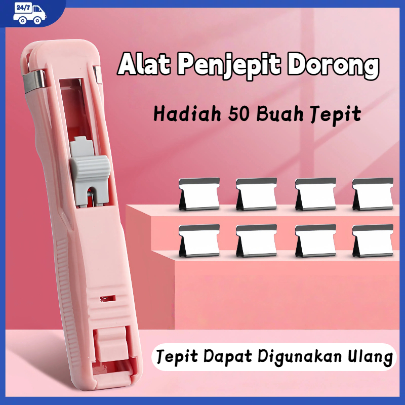 

Stapler Dorong Penjepit Kertas ATK Bonus 50 Klip Reusable Tanpa Rusak Kertas