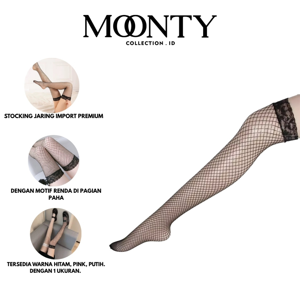 Pakaian Dalam Lingerie Stocking Model Pita Jaring Wanita Dewasa Sexy anggun Stoking Jaring Pita Hita