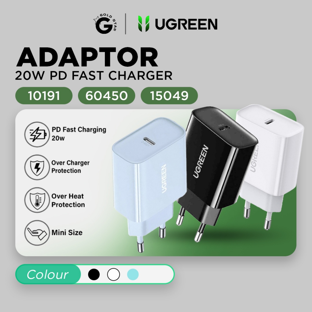 Ugreen Adaptor Charger Iphone PD 20W Fast Charging
