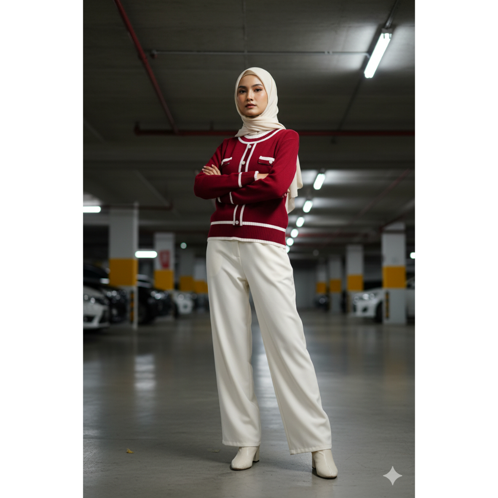 Hana blouse kardigan rajut kancing tempel permanen ( Premium )