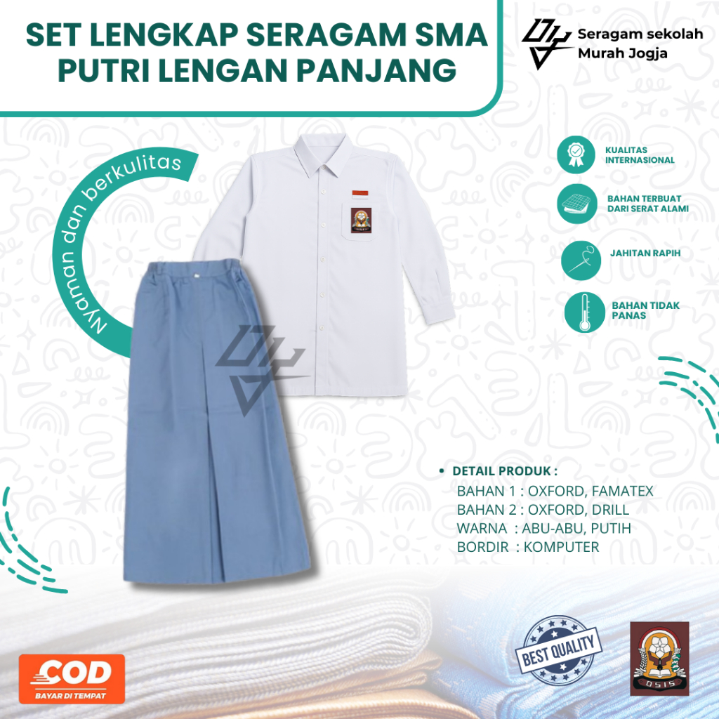 SERAGAM SEKOLAH JOGJA SET SERAGAM SMA SET SERAGAM SMA CEWEK SET SERAGAM SMA PEREMPUAN PREMIUM