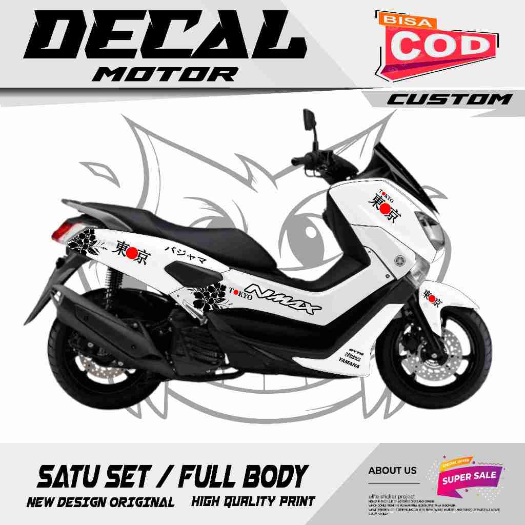Decal NMAX 2016-2019 Fullbody Custom Vinyl NMAX OLD TULISAN JEPANG SIMPEL
