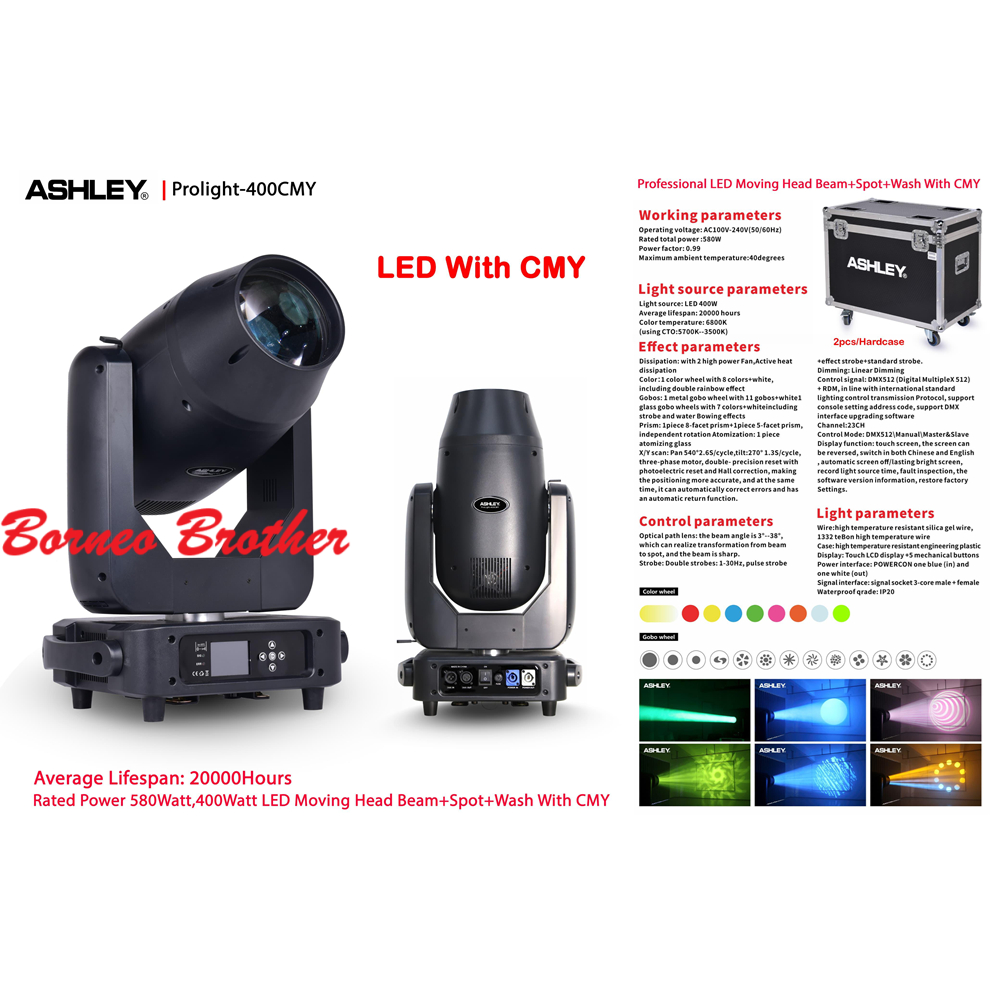Ashley Prolight-400CMY Original Professional LED Moving Head Beam 400W