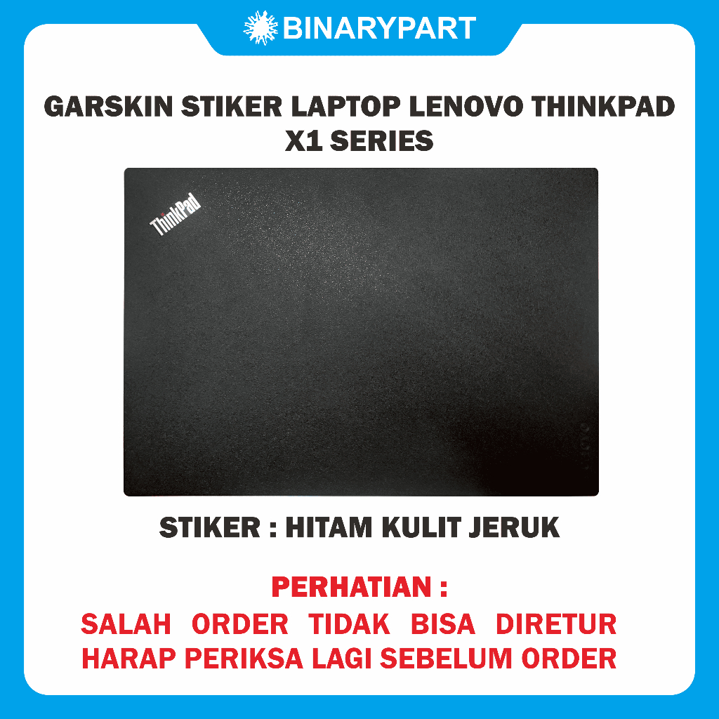 Garskin Laptop Lenovo Thinkpad Seri X1 Stiker Hitam Kulit Jeruk - X1 Carbon / X1 Yoga / X1 Tablet / 