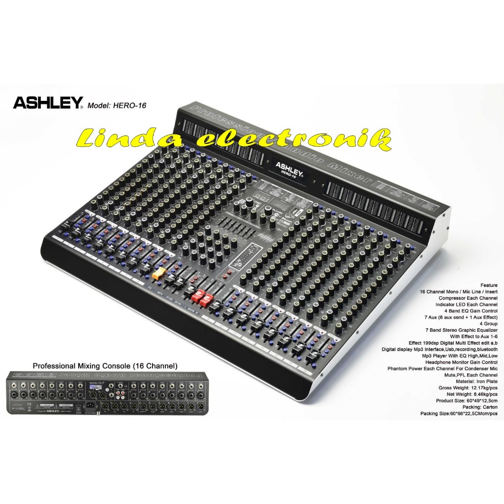 mixer ashley hero 16 ashley hero16 16 channel garansi resmi