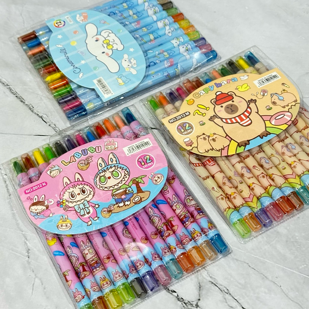 

SATU SET Crayon Putar Panjang Karakter Animasi Fancy 12 Warna