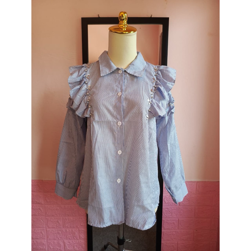 Atasan/Blouse Wanita Salur Rempel Swarovsky