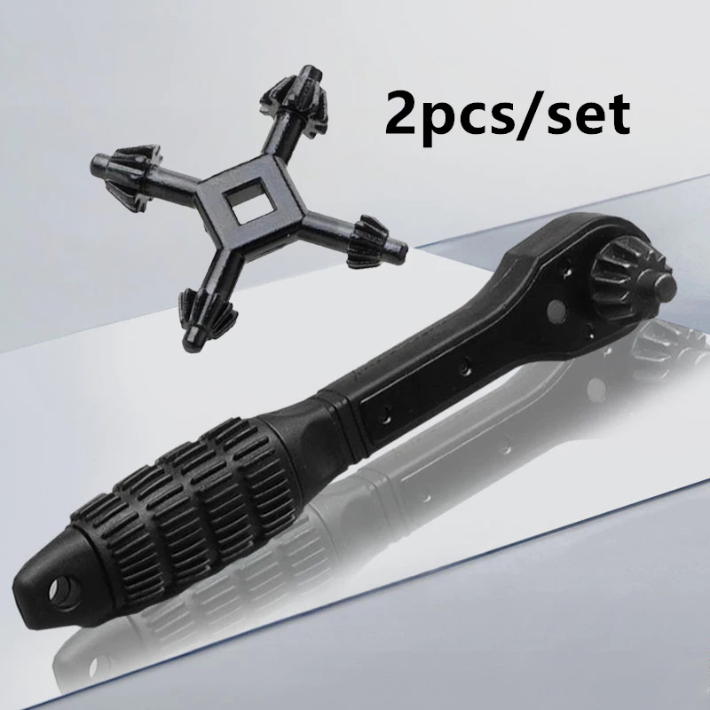 [COD] 2Pcs Kunci Kepala Bor 4 Way Kunci Kepala Pembuka Mata Kepala Bor 4 Cabang Fit Drill Chuck Key 