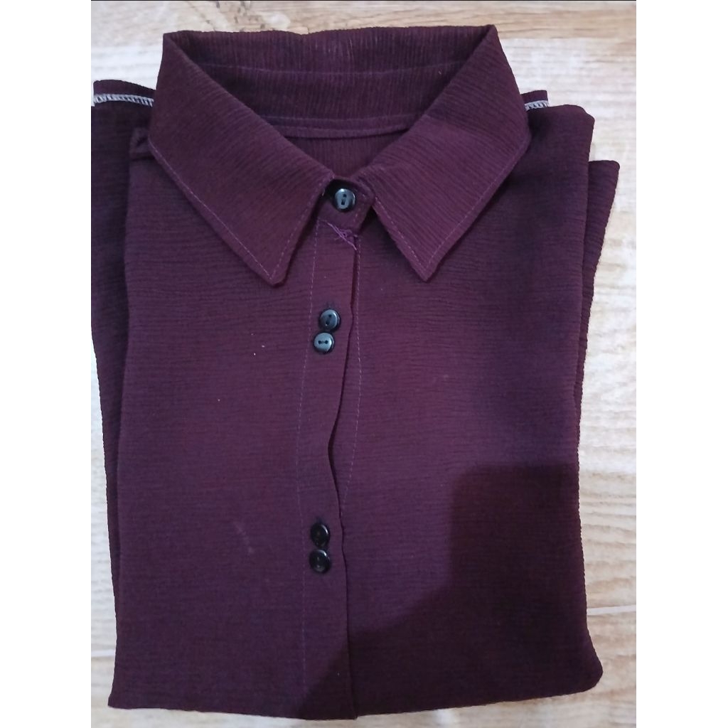 KEMEJA BURGUNDY WANITA PL