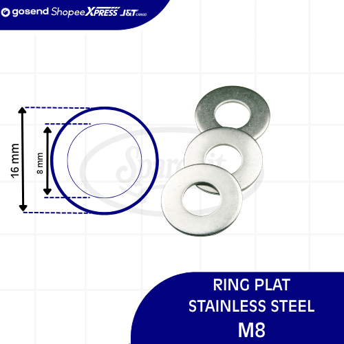 RING PLAT M8 STAINLESS STEEL