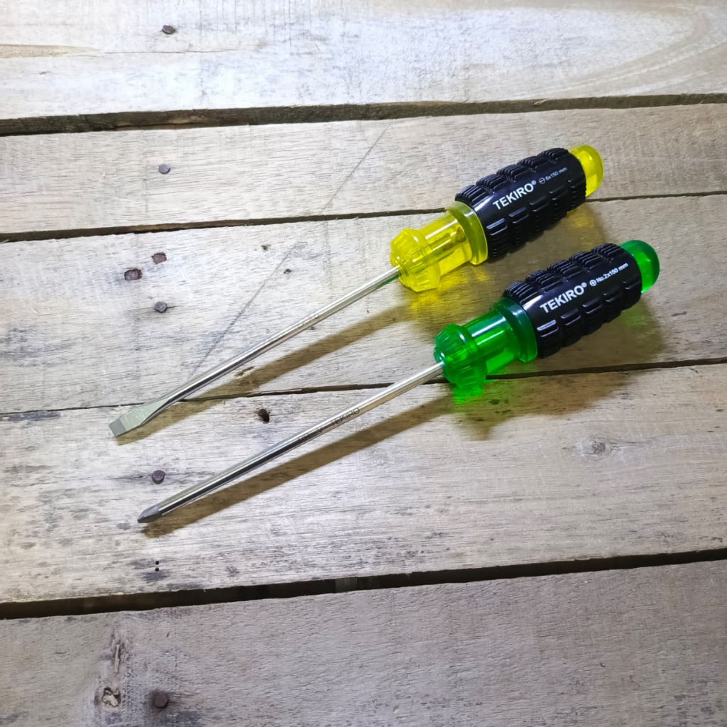 Tekiro Obeng Set 2pcs -/+ 6"x150mm Obeng Tekiro Gagang Karet / Obeng Panjang / Obeng Plus / Obeng Mi