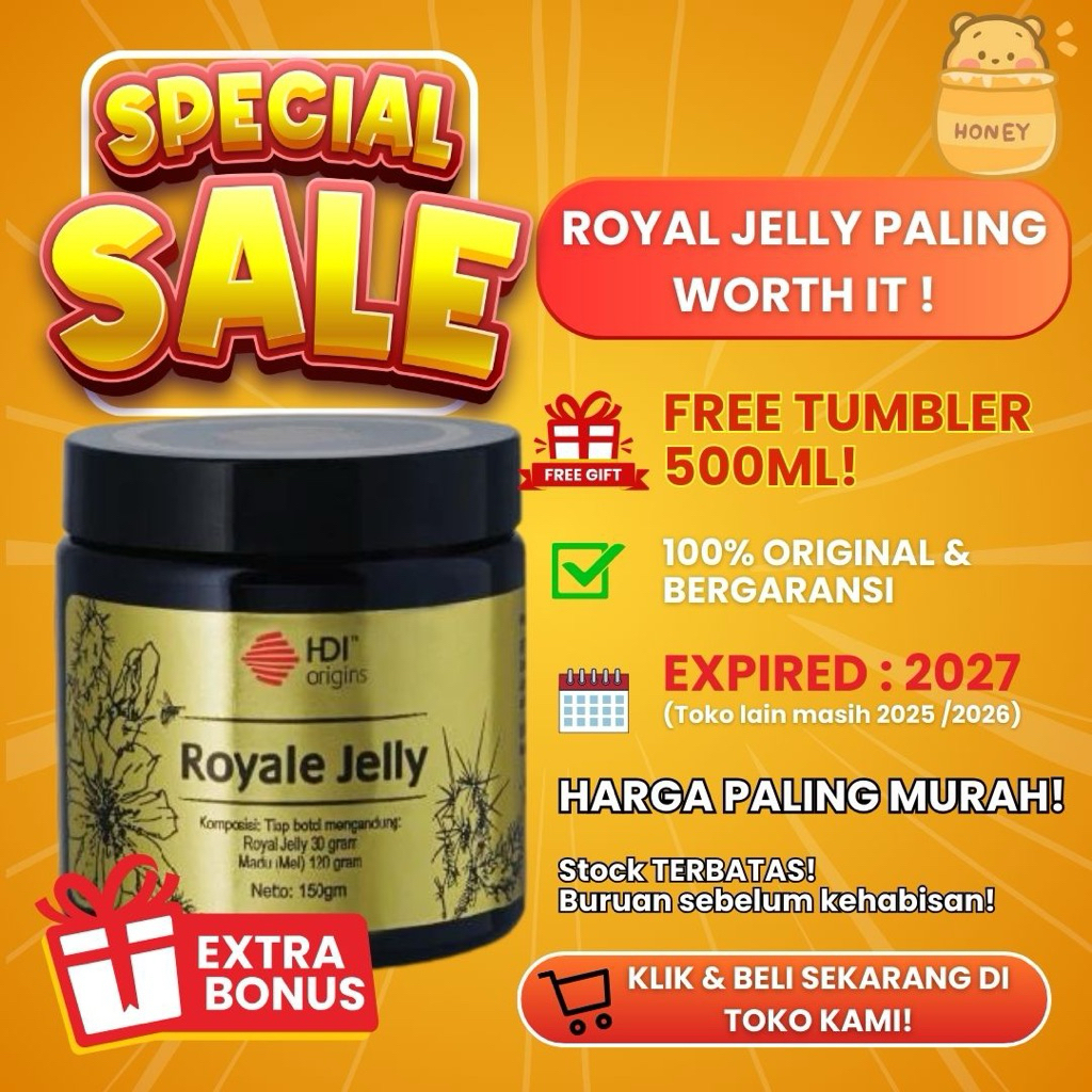 

Royale jelly liquid FREE TUMBLER! uk 150mg EXP 2027 / Madu Royal jelly / clover honey jamin ORIGINAL