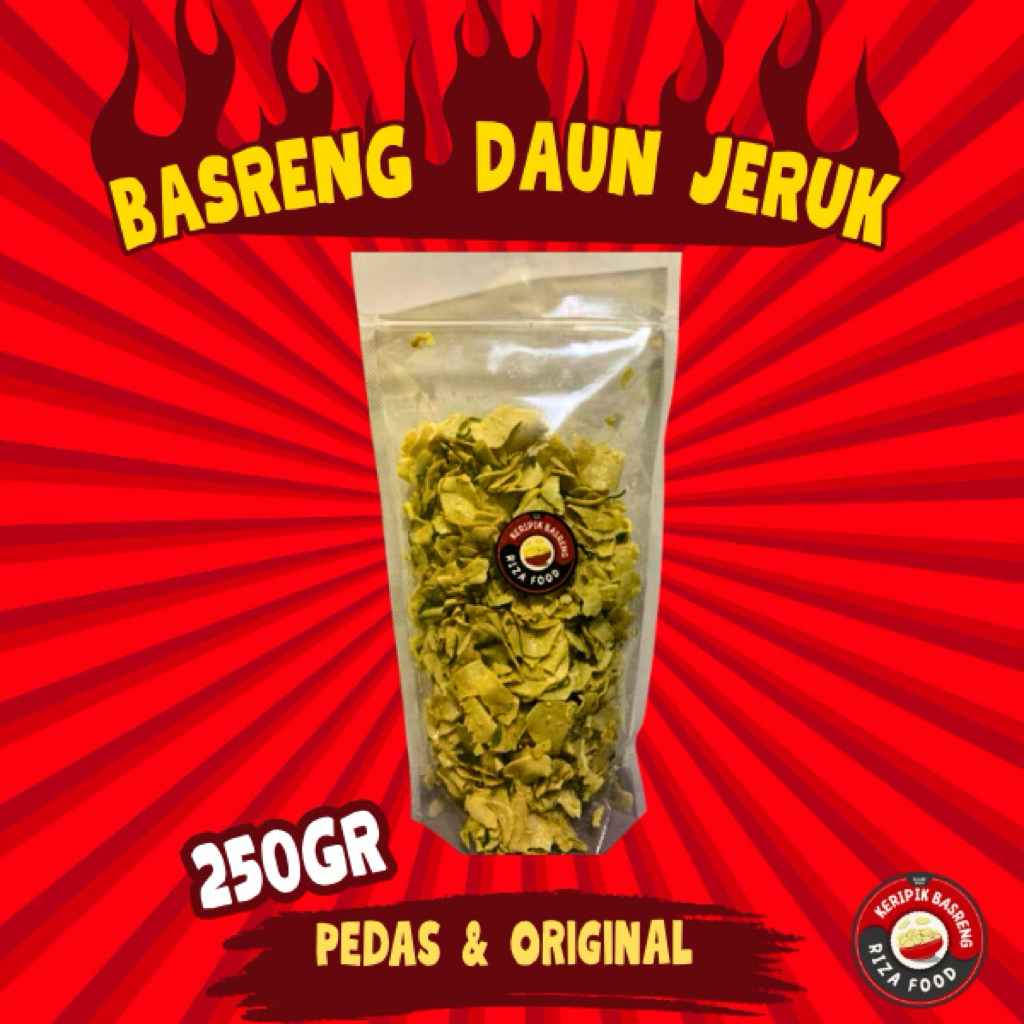 

KERIPIK BASRENG KOIN 250 GRAM DAUN JERUK RENYAH GURIH TIPIS ORIGINAL PEDAS BY RIZA FOOD