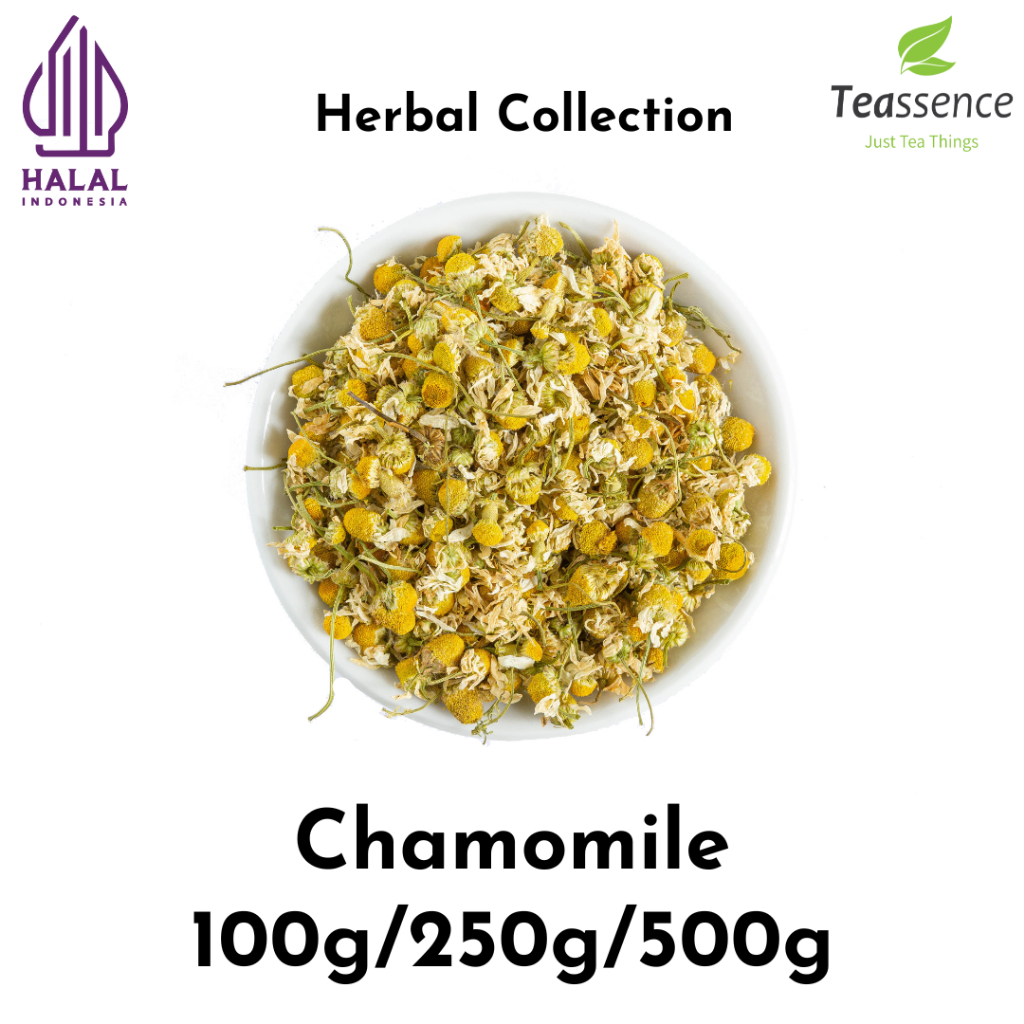 

Chamomile Tea / Teh Kamomil / Dried Chamomile Flower / Chamomile Kering / Bunga Chamomil Kering / Teh Bunga Tisane / Teh Herbal / Teh Cantik Tanpa Kafein 100g/250g/500g