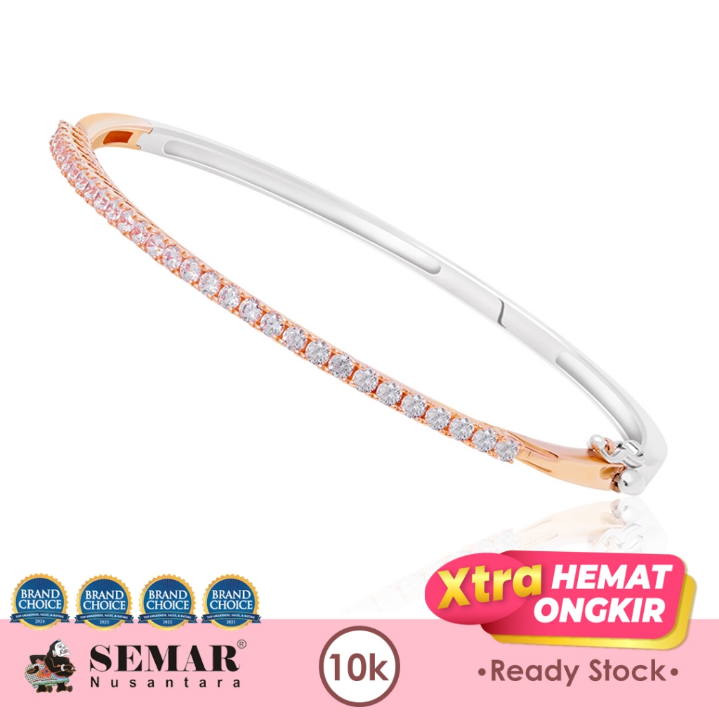 Gelang Emas Gazela List Rose White Diamond Look Gold 10K Semar Nusantara