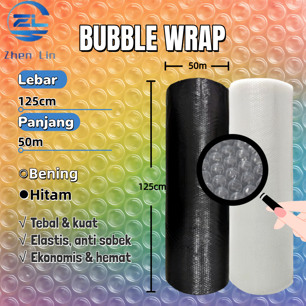 

PROMO | Bubble Wrap Roll Elastis Anti Sobek 125cm x 50m Bening/Hitam Ekonomi Murah