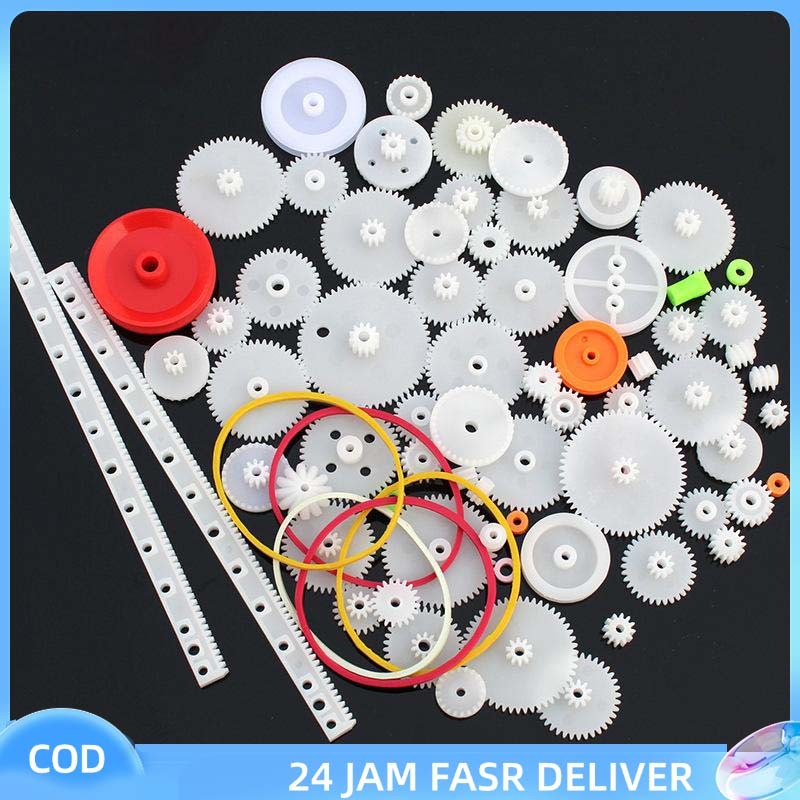 RF - 75Pcs/Set Gear Mainan Plastik Roda Gigi DIY Mainan RC Robot Mainan Plastik Serbaguna Gear Set