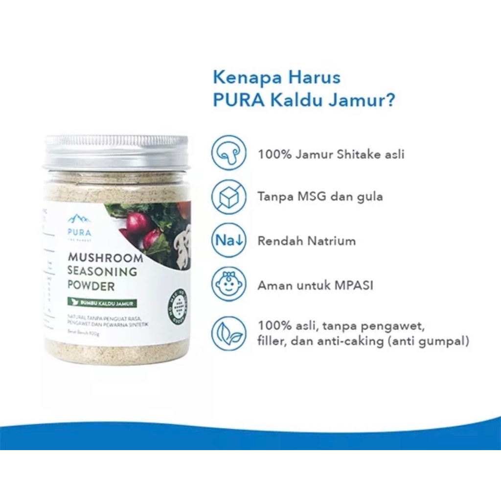 

Pura Kaldu Asli | Bumbu Kaldu Jamur (100gr) - Mushroom Seasoning Powder - Kaldu Mpasi