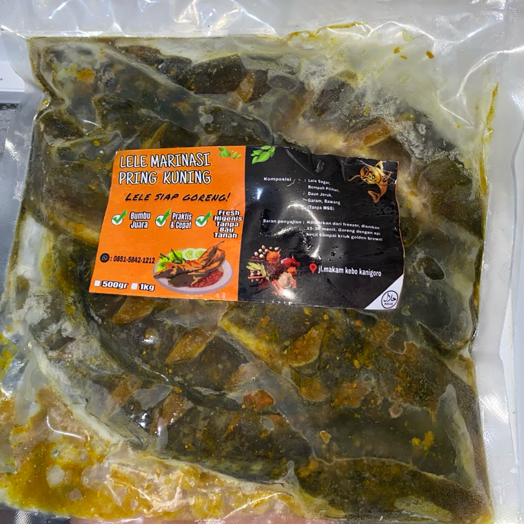 

LELE MARINASI BUMBU KUNING SIAP GORENG DAN BAKAR KHAS PRING KUNING GURIH LEZAT RACIK BUMBU MERESAP SEDAP DUMBO SANGKURIANG MURAH TERMURAH FUL PELET FULL PELLET
