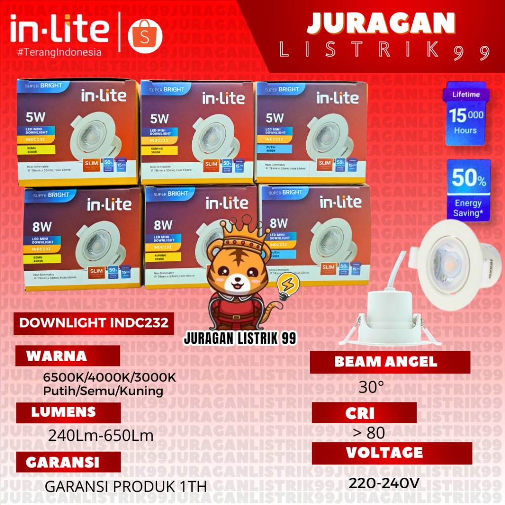 INLITE - LAMPU LED PLAFON MINI DOWNLIGHT INDC232 5W 8W / DOWNLIGHT LED / MINI DOWNLIGHT / DOWNLIGHT 