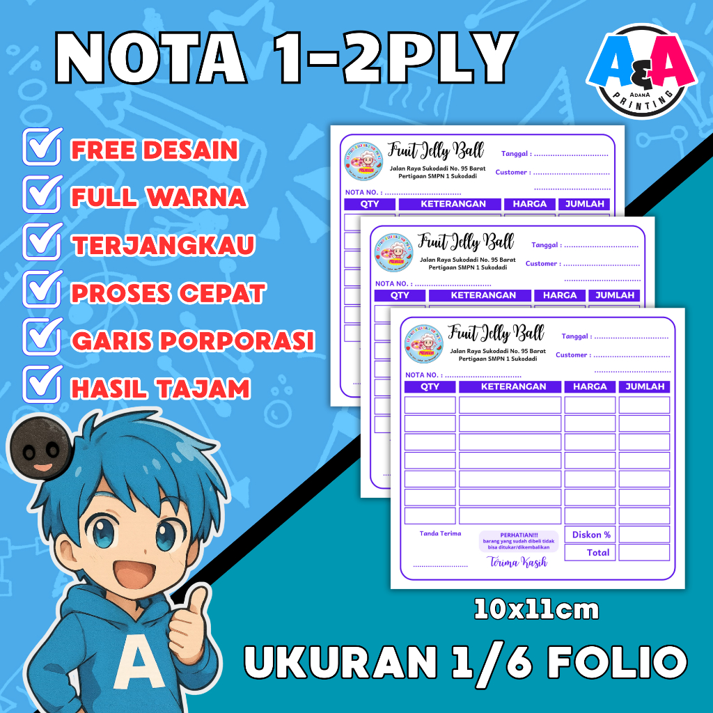 

Nota Custom 2 Ply Ukuran 10x11cm Nota Online Shop Nota Toko Nota Warung Notaris Kantor Free Desain